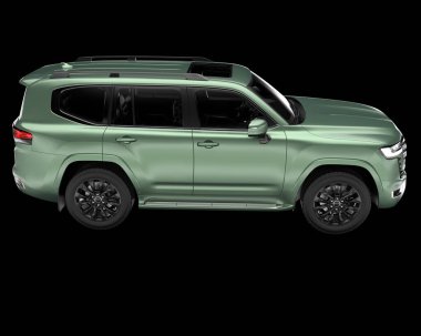 Arka planda izole edilmiş gerçekçi bir SUV arabası. 3d görüntüleme - illüstrasyon