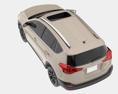 Arka planda izole edilmiş gerçekçi bir SUV arabası. 3d görüntüleme - illüstrasyon
