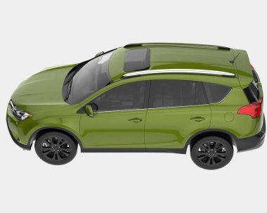 Arka planda izole edilmiş gerçekçi bir SUV arabası. 3d görüntüleme - illüstrasyon