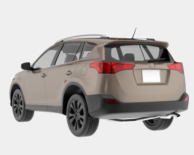 Arka planda izole edilmiş gerçekçi bir SUV arabası. 3d görüntüleme - illüstrasyon