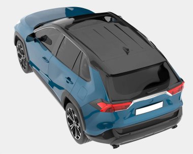 Arka planda izole edilmiş gerçekçi bir SUV arabası. 3d görüntüleme - illüstrasyon