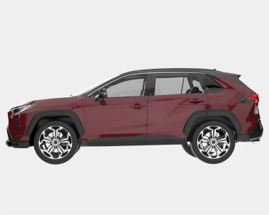 Arka planda izole edilmiş gerçekçi bir SUV arabası. 3d görüntüleme - illüstrasyon