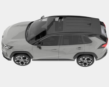 Arka planda izole edilmiş gerçekçi bir SUV arabası. 3d görüntüleme - illüstrasyon