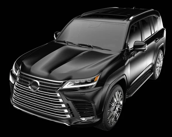 Arka planda izole edilmiş gerçekçi bir SUV arabası. 3d görüntüleme - illüstrasyon