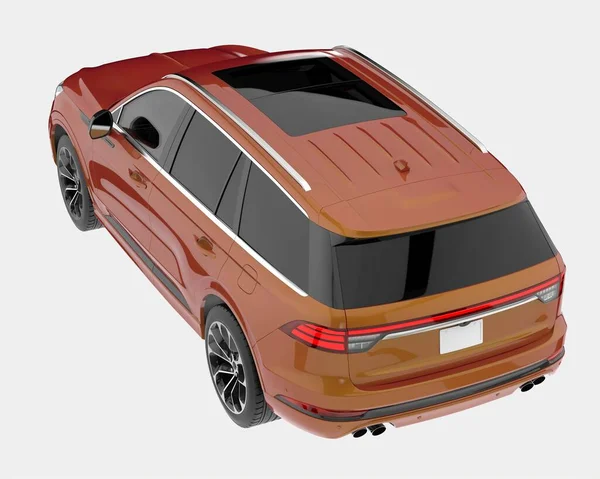 Arka planda izole edilmiş gerçekçi bir SUV arabası. 3d görüntüleme - illüstrasyon