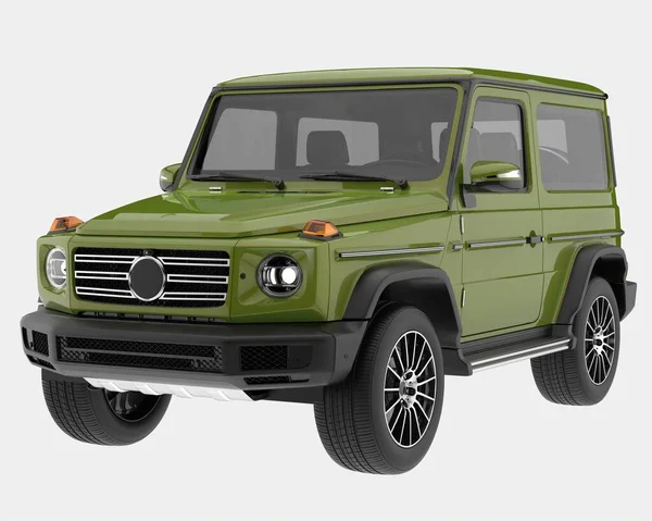 Carro Suv Realista Isolado Fundo Renderização Ilustração — Fotografia de Stock