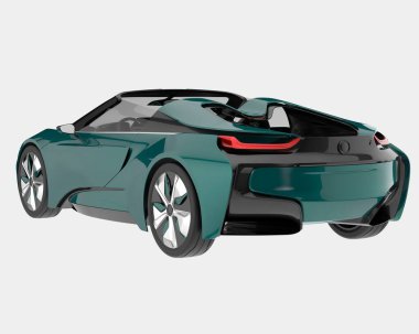 Spor araba arka planda izole edildi. 3d görüntüleme - illüstrasyon