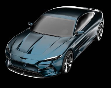 Arka planda izole edilmiş süper araba. 3d görüntüleme - illüstrasyon