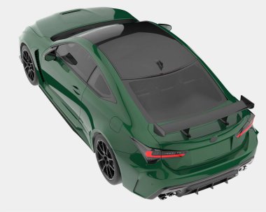 Spor araba arka planda izole edildi. 3d görüntüleme - illüstrasyon