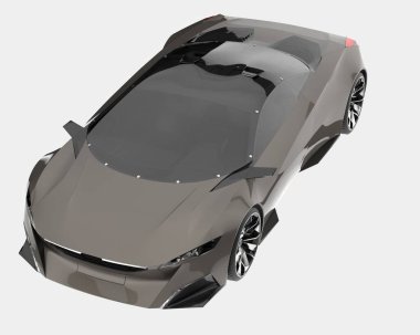 Spor araba arka planda izole edildi. 3d görüntüleme - illüstrasyon