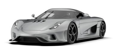 Spor araba arka planda izole edildi. 3d görüntüleme - illüstrasyon