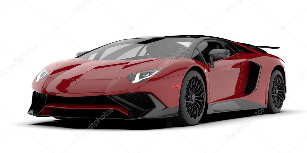 Sport car isolated on background. 3d rendering - illustration