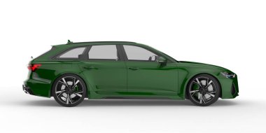 Arka planda izole edilmiş gerçekçi bir araba. 3d görüntüleme - illüstrasyon