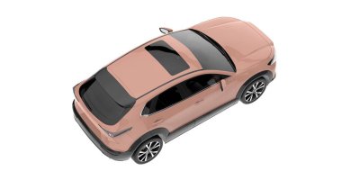 Modern araba arka planda izole edilmiş. 3d görüntüleme - illüstrasyon