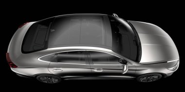 Modern araba arka planda izole edilmiş. 3d görüntüleme - illüstrasyon