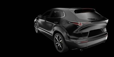 Modern araba arka planda izole edilmiş. 3d görüntüleme - illüstrasyon