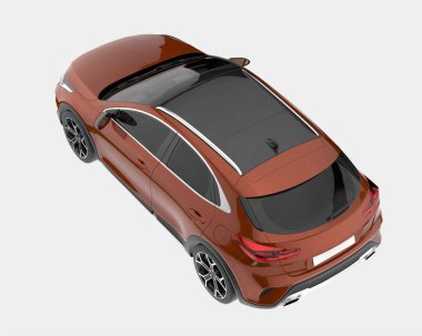 Arka planda izole edilmiş gerçekçi bir araba. 3d görüntüleme - illüstrasyon