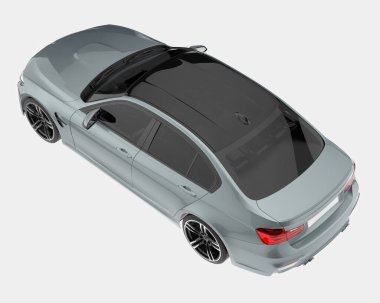 Arka planda izole edilmiş gerçekçi bir araba. 3d görüntüleme - illüstrasyon