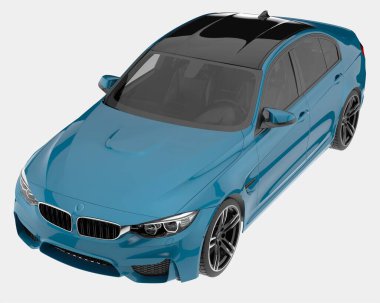 Modern araba arka planda izole edilmiş. 3d görüntüleme - illüstrasyon