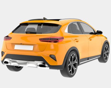 Arka planda elektrikli araba var. 3d görüntüleme - illüstrasyon