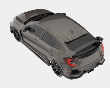 Modern araba arka planda izole edilmiş. 3d görüntüleme - illüstrasyon