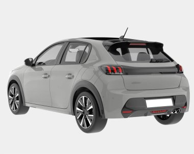 Modern araba arka planda izole edilmiş. 3d görüntüleme - illüstrasyon