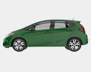 Arka planda elektrikli araba var. 3d görüntüleme - illüstrasyon