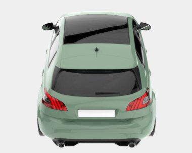 Arka planda lüks bir araba var. 3d görüntüleme - illüstrasyon