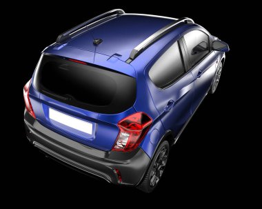 Arka planda lüks bir araba var. 3d görüntüleme - illüstrasyon