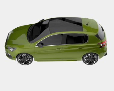 Arka planda lüks bir araba var. 3d görüntüleme - illüstrasyon