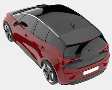 Arka planda lüks bir araba var. 3d görüntüleme - illüstrasyon