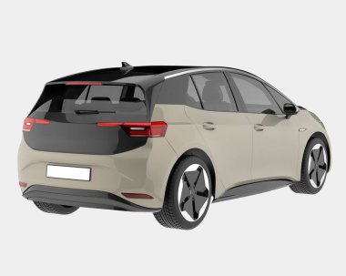 Arka planda izole edilmiş gerçekçi bir araba. 3d görüntüleme - illüstrasyon