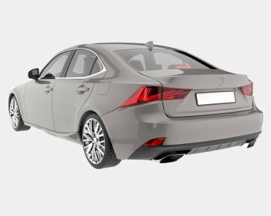 Arka planda izole edilmiş gerçekçi bir araba. 3d görüntüleme - illüstrasyon