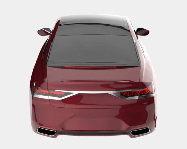 Arka planda lüks bir araba var. 3d görüntüleme - illüstrasyon