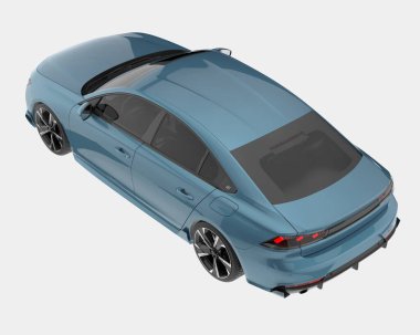Arka planda lüks bir araba var. 3d görüntüleme - illüstrasyon
