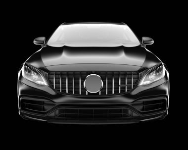 Arka planda lüks bir araba var. 3d görüntüleme - illüstrasyon