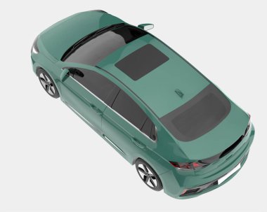 Arka planda lüks bir araba var. 3d görüntüleme - illüstrasyon