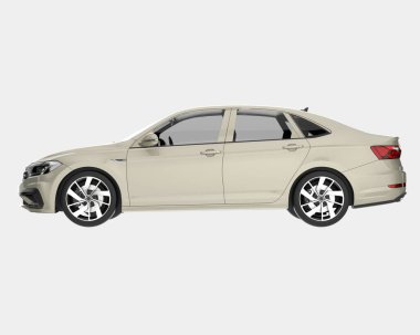 Arka planda lüks bir araba var. 3d görüntüleme - illüstrasyon