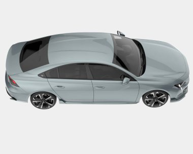 Arka planda lüks bir araba var. 3d görüntüleme - illüstrasyon