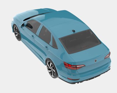 Arka planda lüks bir araba var. 3d görüntüleme - illüstrasyon