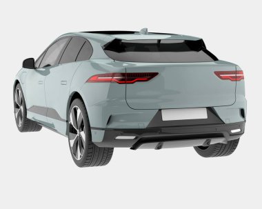 Modern araba arka planda izole edilmiş. 3d görüntüleme - illüstrasyon