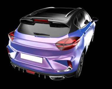 Şehir arabası arka planda izole edilmiş. 3d görüntüleme - illüstrasyon