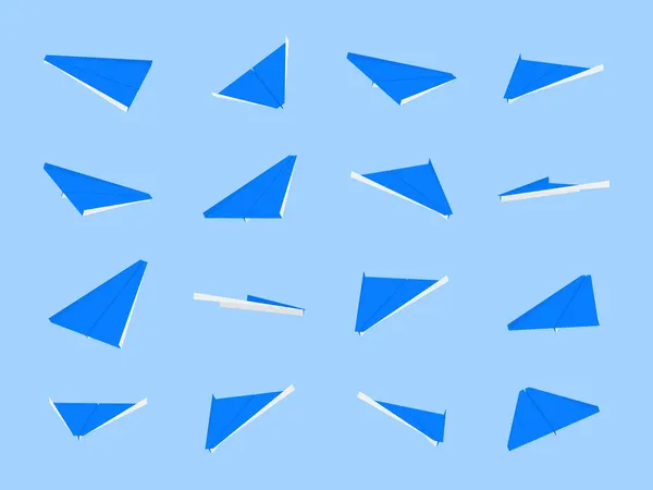 Origami Pappersplan Samling Med Olika Vyer Och Vinklar — Stock vektor