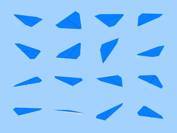 Origami Papierflieger Sammlung Mit Verschiedenen Ansichten Und Winkeln — Stockvektor