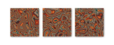 El çizimi düz psikedelik moda arka plan seti