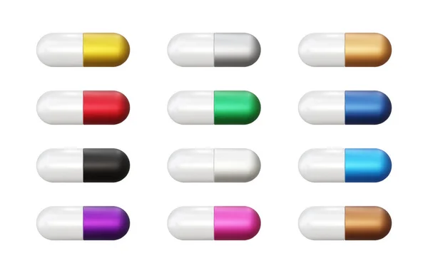 Realistic Pills Collection Vector Illustration — Wektor stockowy