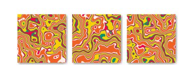 El çizimi düz psikedelik moda arka plan seti