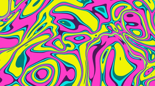 Hand Getrokken Platte Psychedelische Groovy Achtergrond — Stockvector