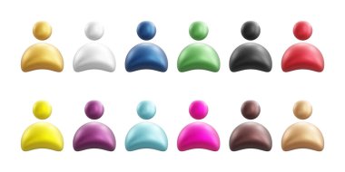 Asgari profil avatarı gerçekçi 3d simge koleksiyonu