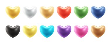 Gerçekçi kalp koleksiyonu 3d vektör illüstrasyonu